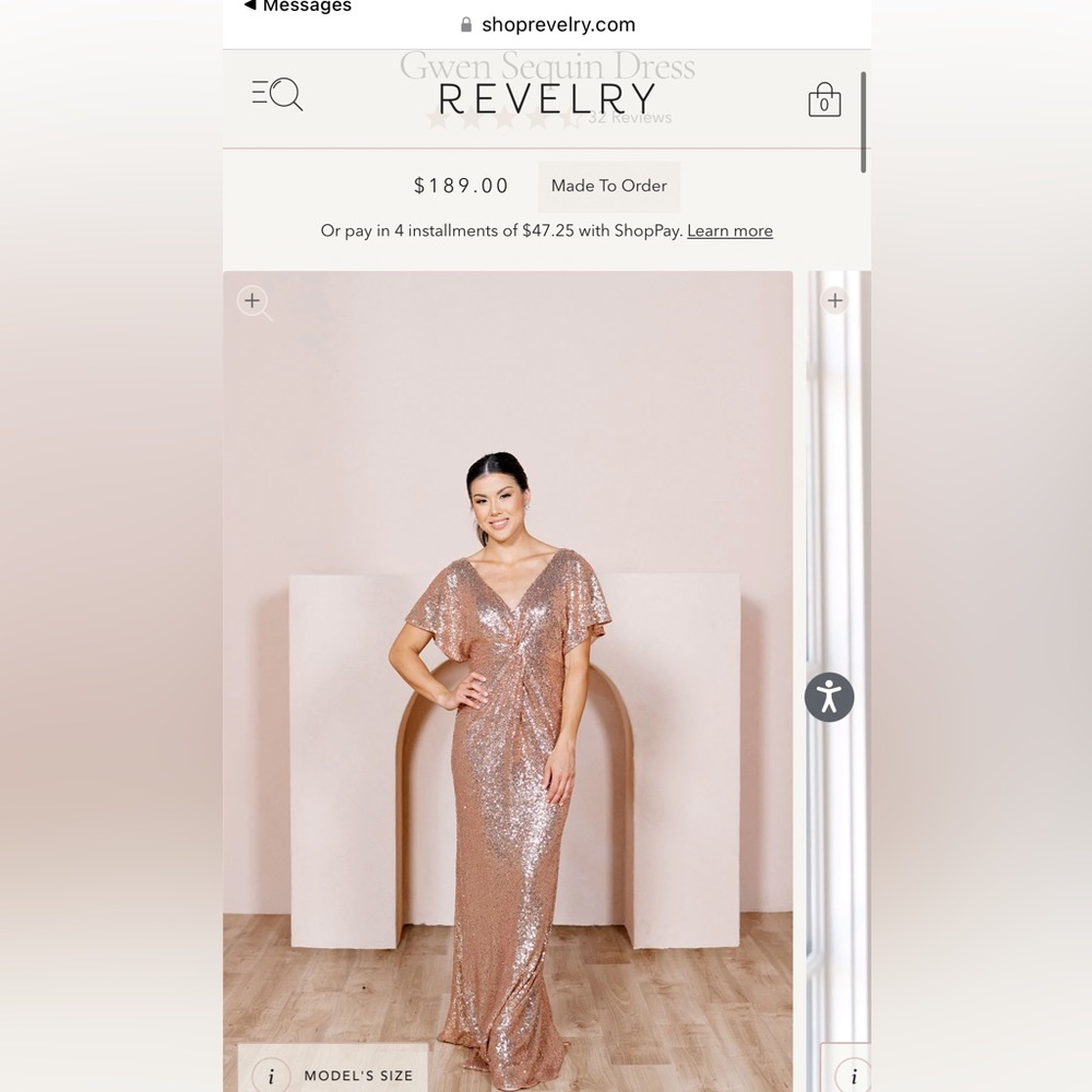 Revelry Gwen Sequin Rose Gold Bridesmaid Dress